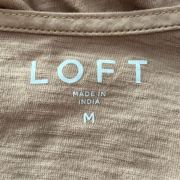 Loft Blouse Womens Size Medium Brown Pullover Lightweight Tassle Tie Front - Picture 4 of 9